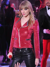Taylor Swift Red Sequin Slim Fit Jacket
