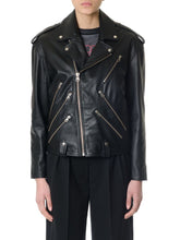 BLACK BIKER QUEEN ZIPPED LEATHER JACKET