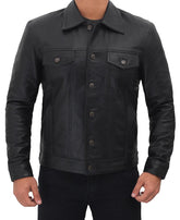 Men's Black Trucker Style Jacket