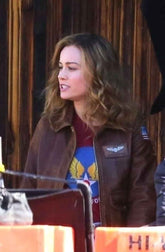 Brie Larson Captain Marvel Women Bomber Brown Leather Jacket