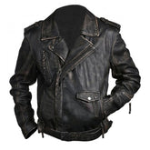 Cafe Racer Distressed Black Leather Jacket