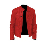 Cafe Racer Red Motorcycle Vintage Biker Jacket