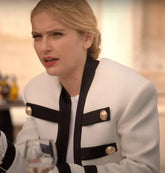 Emily In Paris Camille Razat White Military Cotton Jacket