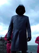 Squid Game Front Man Costume Hooded Long Coat - Halloween Outfits