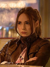 Gunpowder Milkshake Karen Gillan Brown Leather Jacket