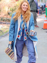 It Ends with Us Blake Lively Blue Denim Shearling Long Coat