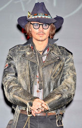 Johnny Depp 2024 Asymmetrical Biker Distressed Black Leather Jacket