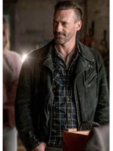 Movie Baby Driver Jon Hamm Black Suede Leather Jacket