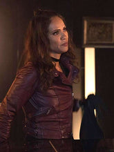 Mazikeen Lesley-Ann Brandt Lucifer Maroon Motorcycle Leather Jacket