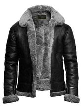 Men’s RAF Aviator B3 Shearling Bomber Black Leather Jacket