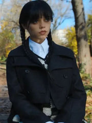 Netflix Series Wednesday Jenna Ortega Black Cropped Jacket