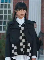 Netflix Series Wednesday Jenna Ortega Black Cropped Jacket