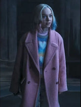 Netflix Series Wednesday Enid Sinclair Pink Wool Trench Coat