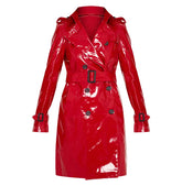 Red Notice Gal Gadot Red Leather Trench Coat