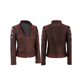 Slim Fit Cafe Racer Star Biker Motorcycle Leather Jacket