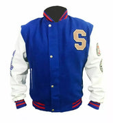 Sonic the Hedgehog Blue and White Fleece Varsity Letterman Jacket