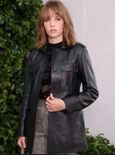 Stranger-Things-Maya-Hawke-Black-Leather-Mid-Length-Coat