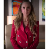 Ted Lasso Juno Temple Keeley Jones Pink Heart Button Blazer