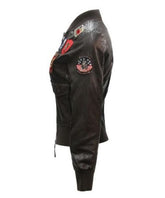 Top Gun Women's Black Bomber Jacket With Patches