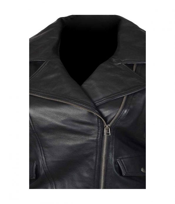 Women's Black Asymmetrical Leather Jacket