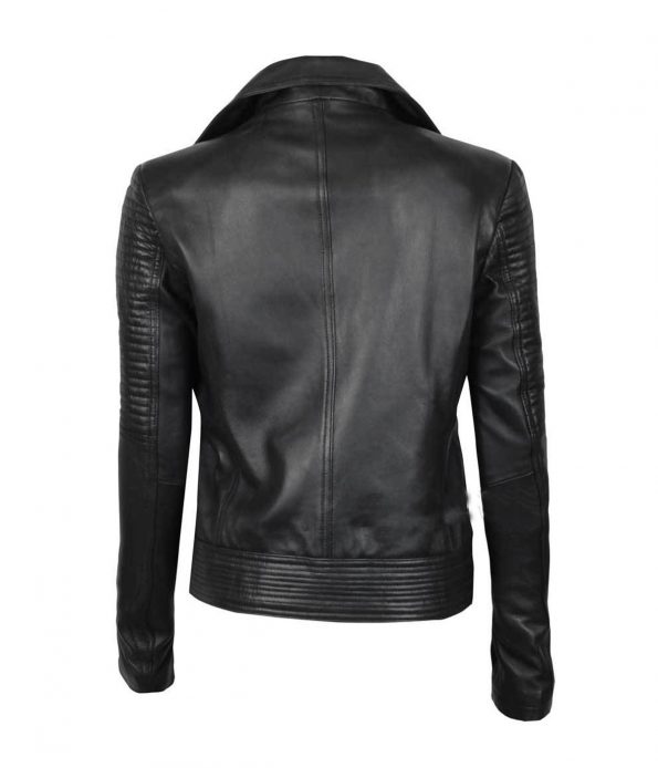 Women's Black Asymmetrical Quilted Slimfit Motorcycle Jacket