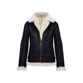 Women's Black Jacket RAF Sheepskin Aviator Hooded