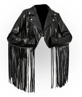 Women's Hateful Ace Fringe Black Moto Jacket