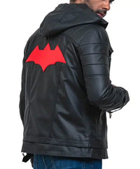 Batman Arkham Knight hood Black Leather Jacket