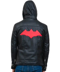 Batman Arkham Knight hood Black Leather Jacket