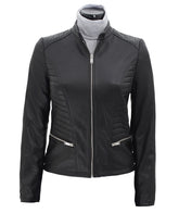 Women's Quilted Black Leather Jacket