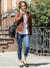 Emma Watson Brown Biker Leather Jacket