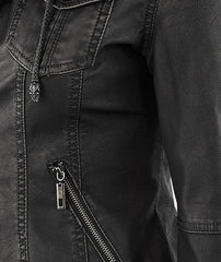 Women's Removable Hooded Bomber Black Leather Jacket