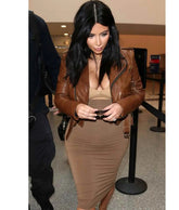 Kim Kardashian Brown Leather Jacket