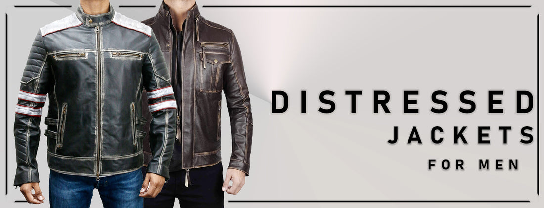 Distressed Leather Jacket For Men