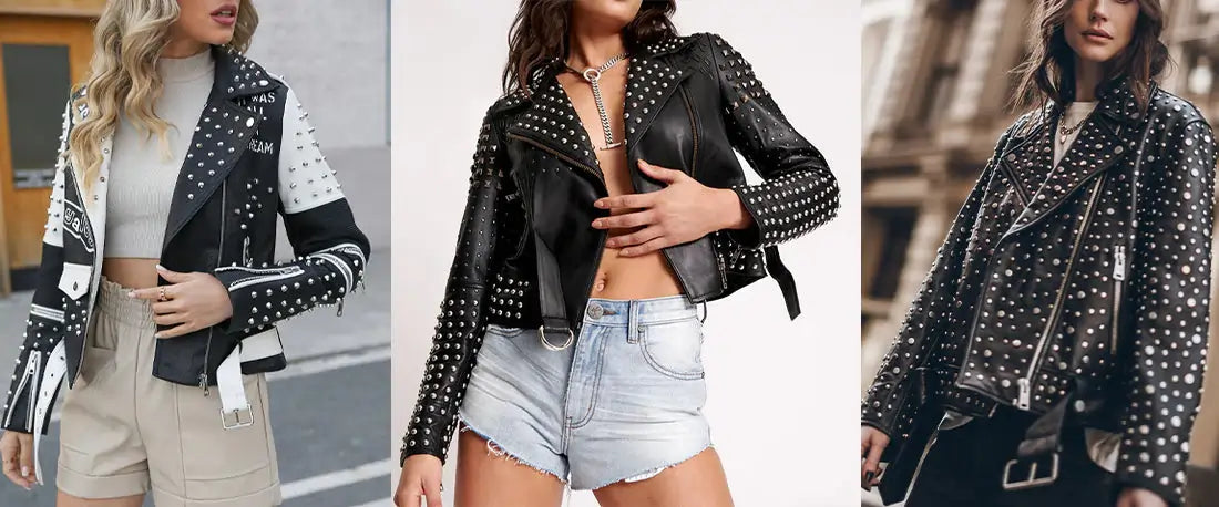 Women’s Studded Leather Jackets | Punk & Spiked Leather Jackets for Women