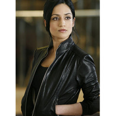 Archie Panjabi The Good Wife Kalinda Sharma Black Leather Jacket