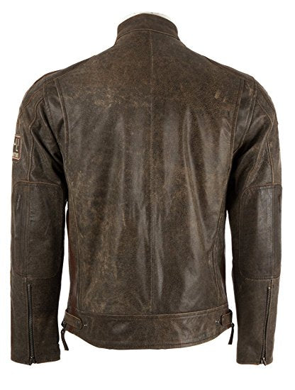 MDK Men's Real Leather Racing Badges Biker Jacket (CXUS)