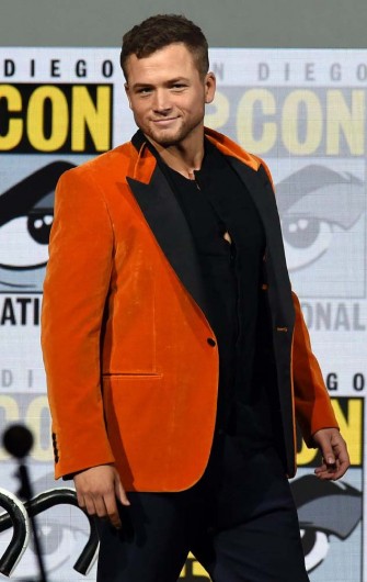 Kingsman Taron Egerton Orange Tuxedo