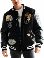 Top Gun Black Bear Varsity Leather Jacket