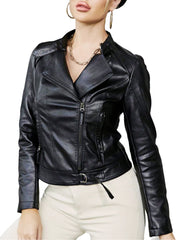 Women's Cropped Motorcycle Jacket