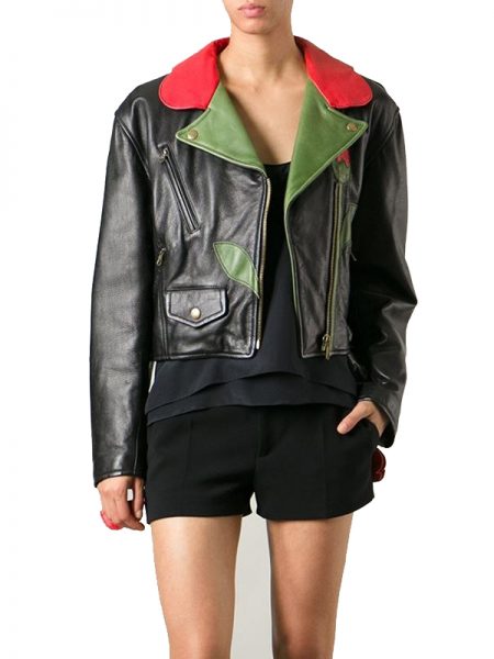 Women VINTAGE Flower Biker Jacket