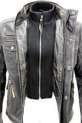 Men's Black Warm Vintage Brando Leather Biker Jacket