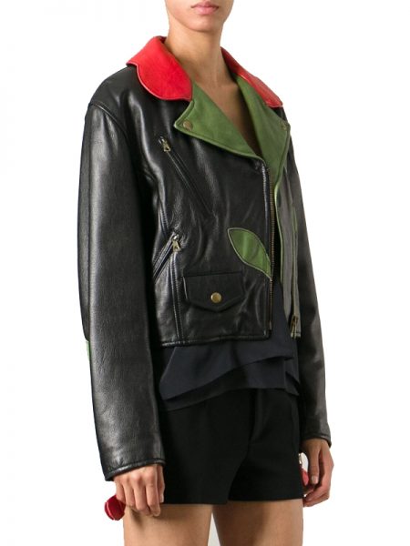 Women VINTAGE Flower Biker Jacket