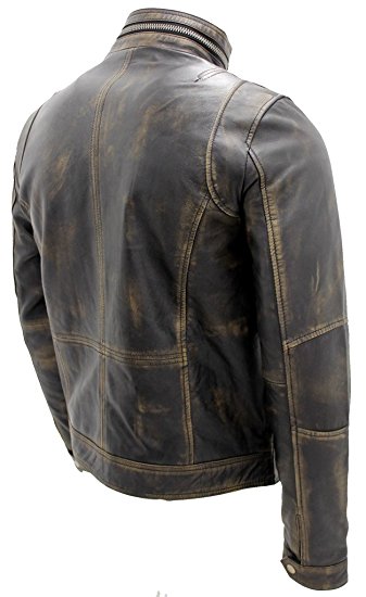 Men's Black Warm Vintage Brando Leather Biker Jacket