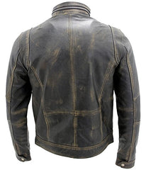 Men's Black Warm Vintage Brando Leather Biker Jacket