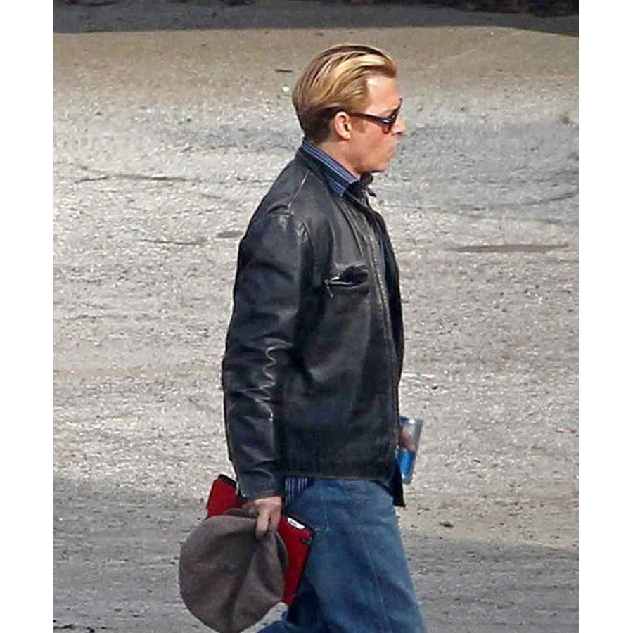 Charles Mortdecai Movie Johnny Depp Black Leather Jacket