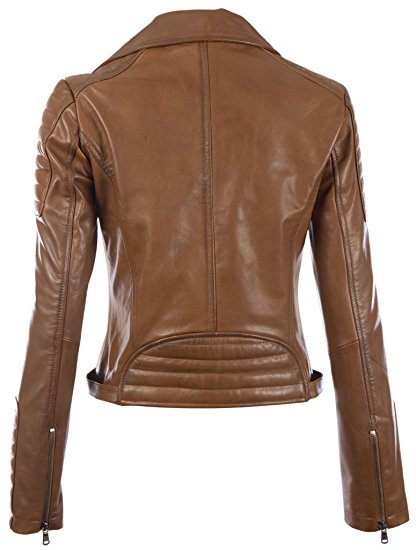 MDK Women's Real Leather Fitted Fashion Jacket (K014)