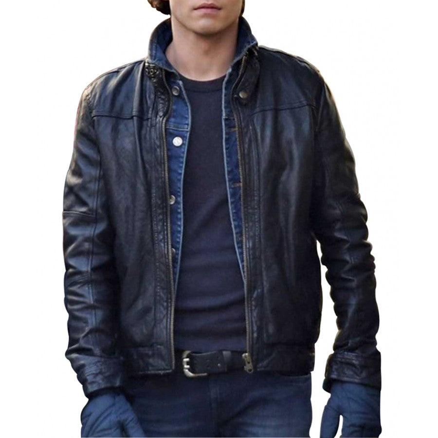 Jamie Blackley If I Stay Film Adam Black Leather Jacket