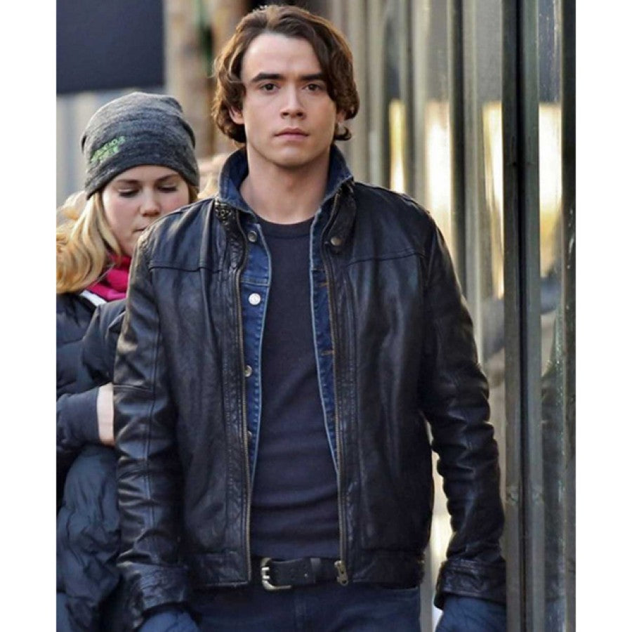 Jamie Blackley If I Stay Film Adam Black Leather Jacket