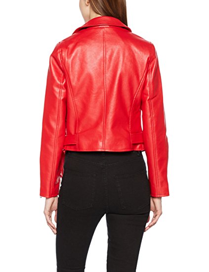 New Look Women's Leather-Look Belted Biker Jacket